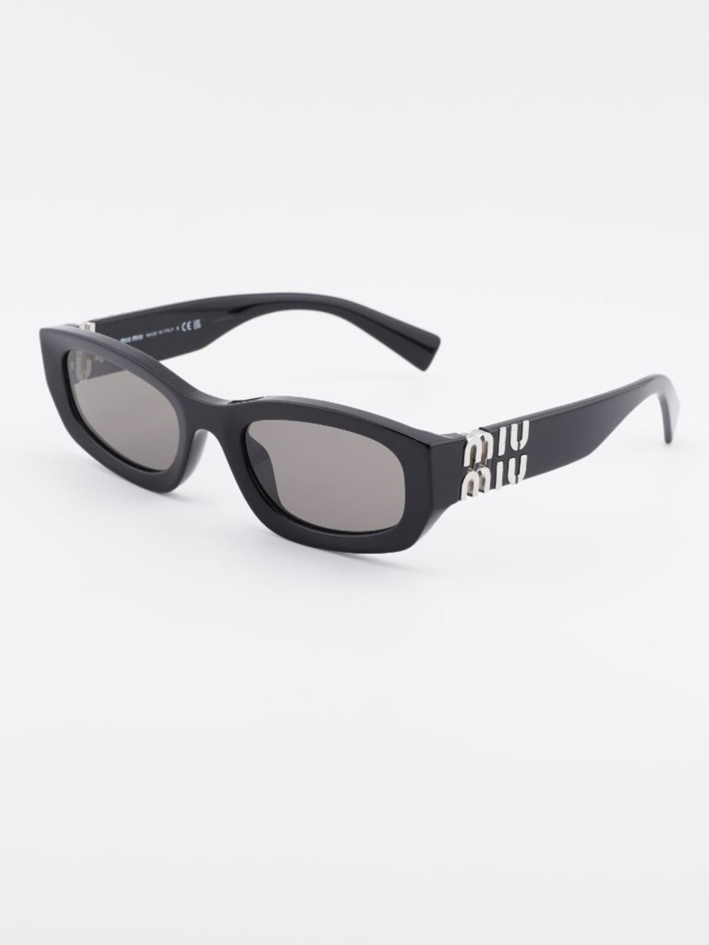 Miu Miu MU B04S 16K80Q Sunglasses Black Rectangle Frame, Dark Grey Lenses